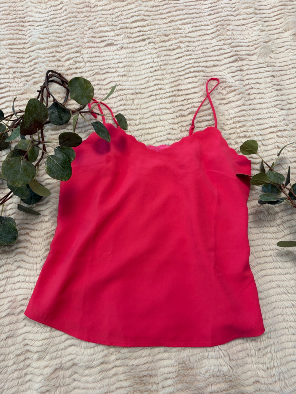 J. Crew Factory Hot Pink Scalloped Tank Top Size 2 NWT